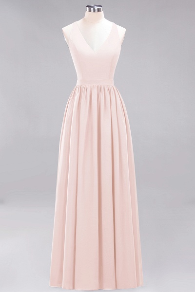 BM0152 Chiffon Lace V-Neck Sleeveless Straps Floor Length Bridesmaid Dress_5