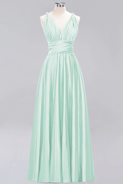 BM0143 Simple A-Line V-Neck Sleeveless Ruffles Floor Length Bridesmaid Dress_34