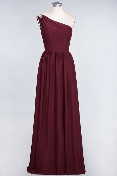 A-Line Chiffon One-Shoulder Sleeveless Ruffles Floor-Length Bridesmaid Dress with Beadings_2