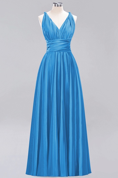 BM0143 Simple A-Line V-Neck Sleeveless Ruffles Floor Length Bridesmaid Dress_24