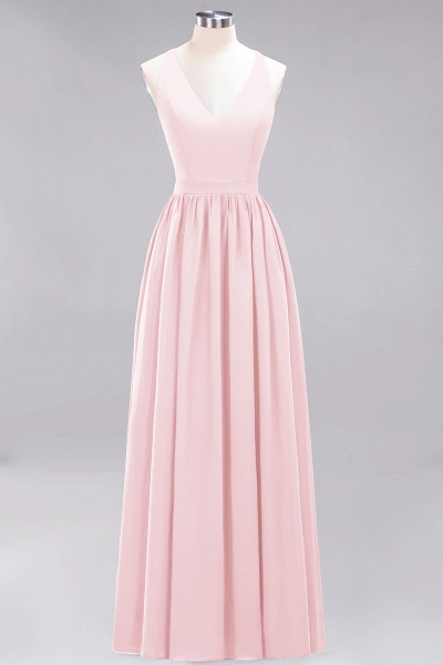 BM0152 Chiffon Lace V-Neck Sleeveless Straps Floor Length Bridesmaid Dress_3