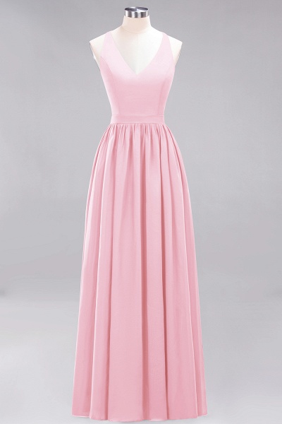 BM0152 Chiffon Lace V-Neck Sleeveless Straps Floor Length Bridesmaid Dress_4
