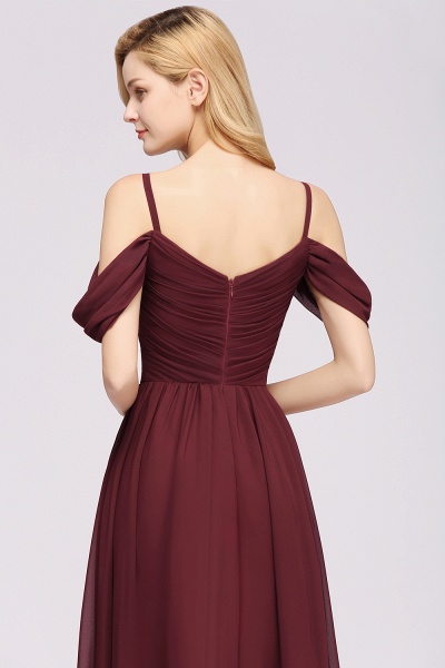 A-Line Chiffon V-Neck Spaghetti Straps Short-Sleeves Floor-Length Bridesmaid Dresses with Ruffles_57