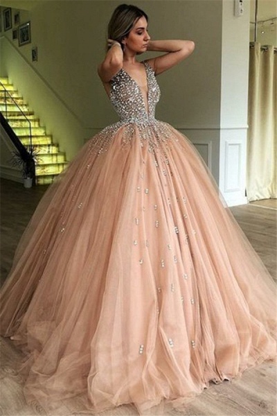 Elegant Straps Tulle Ball Gown Prom Dress_1