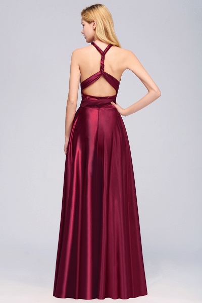 BM0143 Simple A-Line V-Neck Sleeveless Ruffles Floor Length Bridesmaid Dress_38