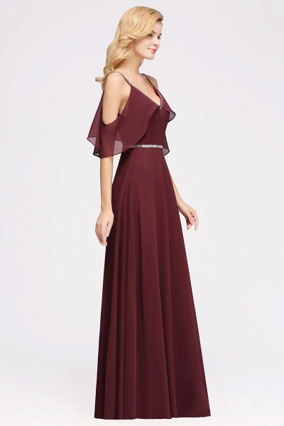 elegant A-line Chiffon V-Neck Spaghetti Straps Sleeveless Floor-Length Bridesmaid Dresses with Beading Sash_36