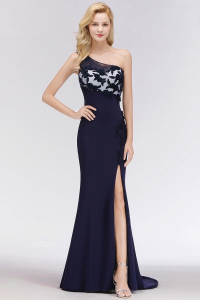 BM0085 Simple Side Split One-Shoulder Sleeveless Mermaid Bridesmaid Dress_3