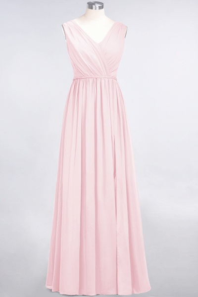 Classy Wide Straps V-neck A-Line Chiffon Ruffles Prom Dress With Side Slit_3