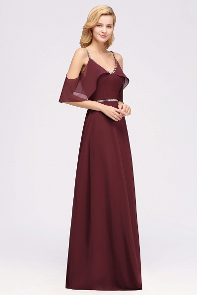 elegant A-line Chiffon V-Neck Spaghetti Straps Sleeveless Floor-Length Bridesmaid Dresses with Beading Sash_37
