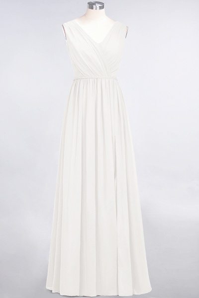 Classy Wide Straps V-neck A-Line Chiffon Ruffles Prom Dress With Side Slit_2