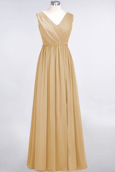 Classy Wide Straps V-neck A-Line Chiffon Ruffles Prom Dress With Side Slit_13