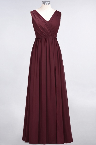 Classy Wide Straps V-neck A-Line Chiffon Ruffles Prom Dress With Side Slit_10