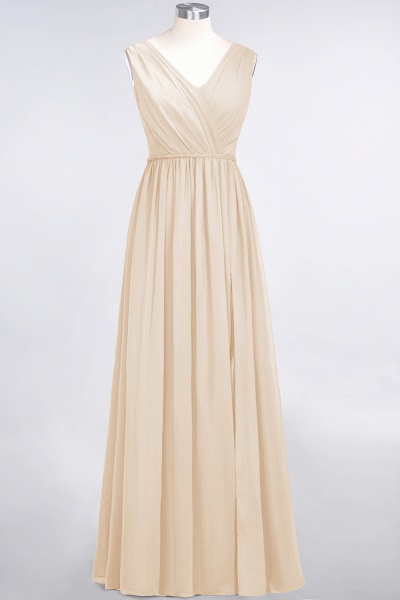 Classy Wide Straps V-neck A-Line Chiffon Ruffles Prom Dress With Side Slit_14