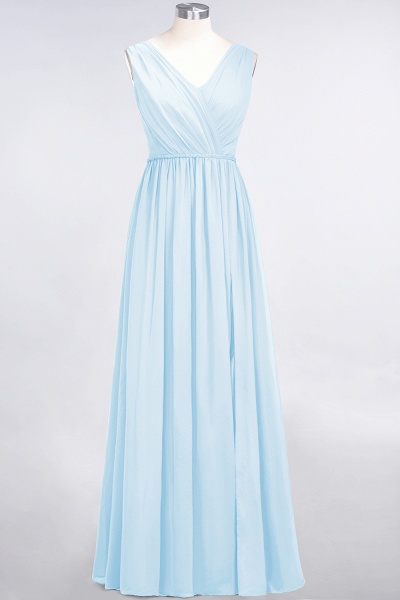 Classy Wide Straps V-neck A-Line Chiffon Ruffles Prom Dress With Side Slit_22
