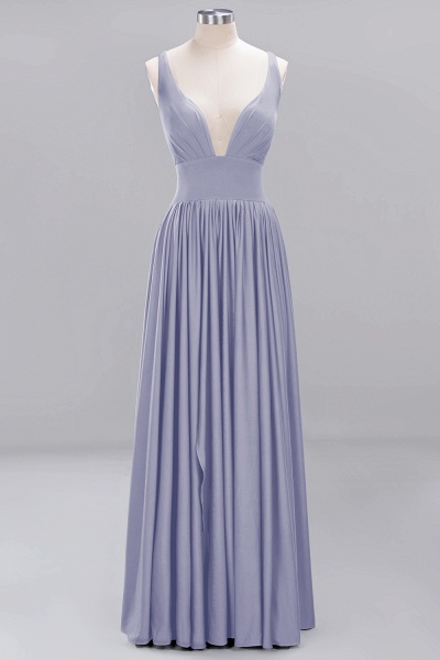 BM0141 A-Line V-Neck Sleeveless Long Ruffles Bridesmaid Dress_19