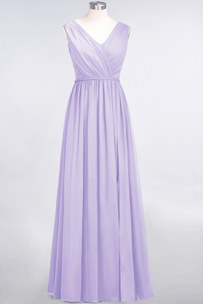 Classy Wide Straps V-neck A-Line Chiffon Ruffles Prom Dress With Side Slit_20