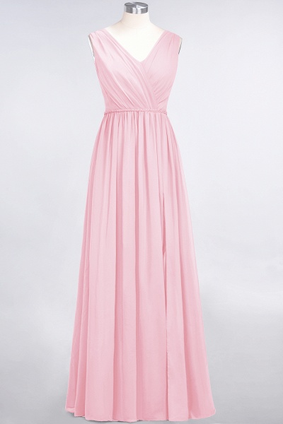 Classy Wide Straps V-neck A-Line Chiffon Ruffles Prom Dress With Side Slit_4