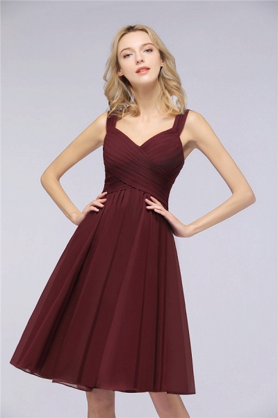 BM0410 Sexy Ruffles Straps Sleeveless Short Bridesmaid Dresses_1