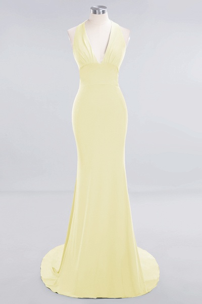 Elegant Halter Deep V-neck Open Back Floor-length Mermaid Prom Dress_16
