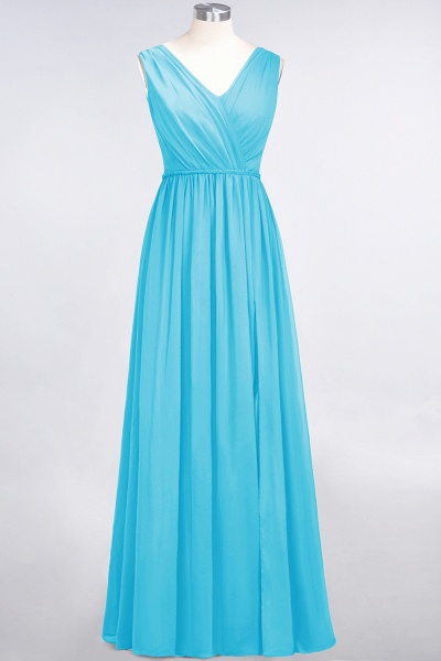 Classy Wide Straps V-neck A-Line Chiffon Ruffles Prom Dress With Side Slit_23