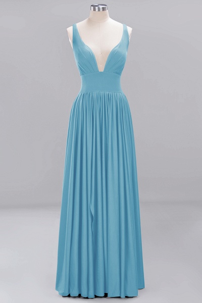 BM0141 A-Line V-Neck Sleeveless Long Ruffles Bridesmaid Dress_21