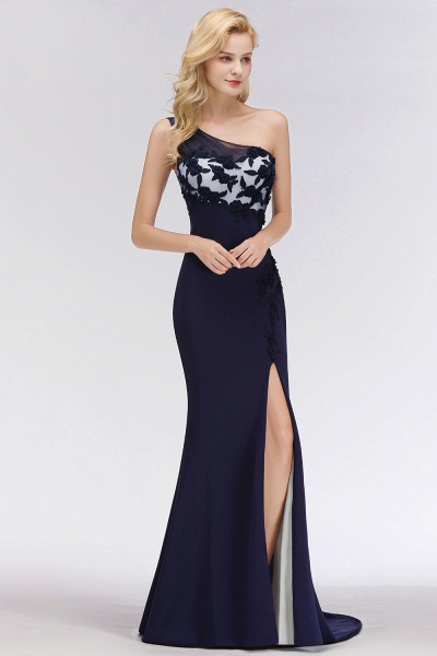 BM0085 Simple Side Split One-Shoulder Sleeveless Mermaid Bridesmaid Dress_4