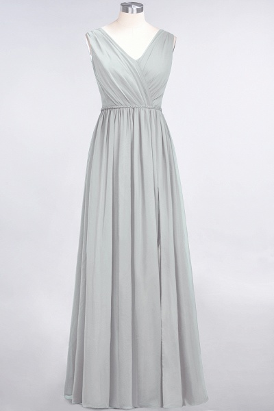Classy Wide Straps V-neck A-Line Chiffon Ruffles Prom Dress With Side Slit_29