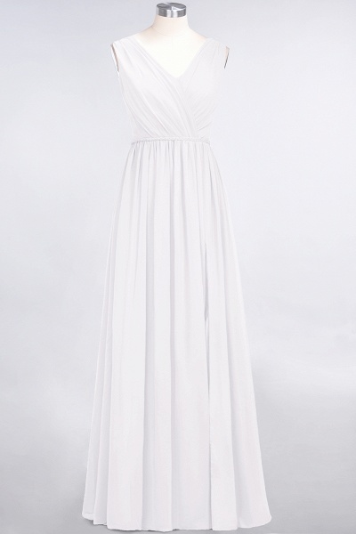 Classy Wide Straps V-neck A-Line Chiffon Ruffles Prom Dress With Side Slit_1