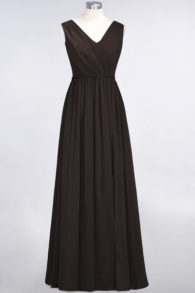 Classy Wide Straps V-neck A-Line Chiffon Ruffles Prom Dress With Side Slit_11