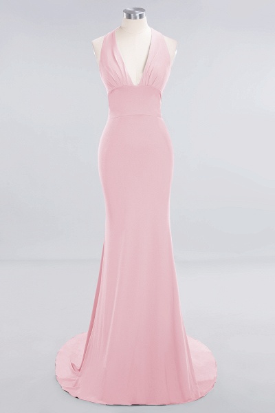 Elegant Halter Deep V-neck Open Back Floor-length Mermaid Prom Dress_4