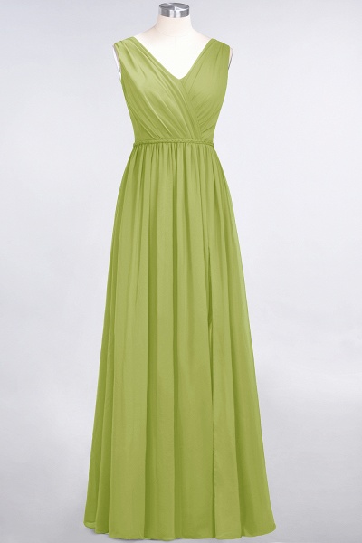 Classy Wide Straps V-neck A-Line Chiffon Ruffles Prom Dress With Side Slit_32