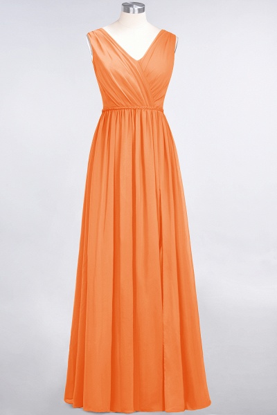 Classy Wide Straps V-neck A-Line Chiffon Ruffles Prom Dress With Side Slit_15