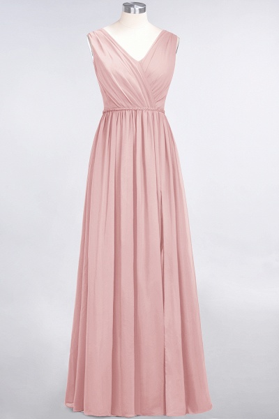 Classy Wide Straps V-neck A-Line Chiffon Ruffles Prom Dress With Side Slit_6