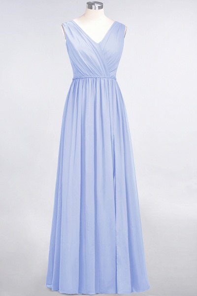 Classy Wide Straps V-neck A-Line Chiffon Ruffles Prom Dress With Side Slit_21