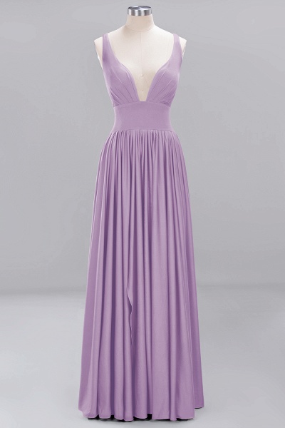 BM0141 A-Line V-Neck Sleeveless Long Ruffles Bridesmaid Dress_18