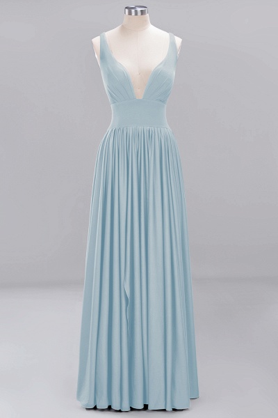 BM0141 A-Line V-Neck Sleeveless Long Ruffles Bridesmaid Dress_20