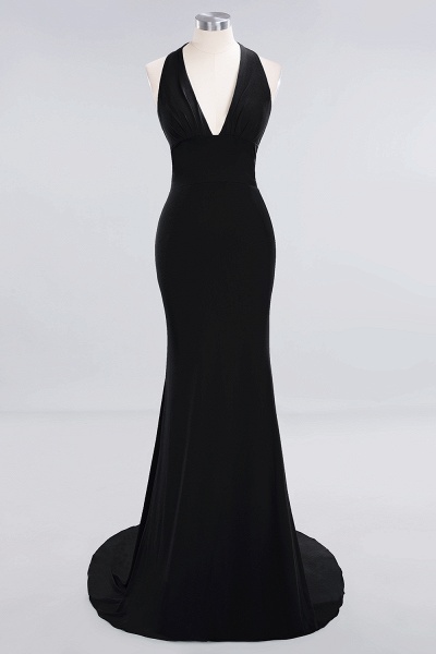 Elegant Halter Deep V-neck Open Back Floor-length Mermaid Prom Dress_25