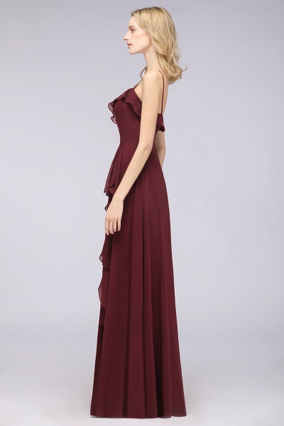 Spaghetti Straps A-Line Chiffon Backless Floor-length Prom Dress With Ruffles_36