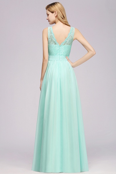 BM0834 Chiffon A-Line Lace Scalloped Sleeveless Long Ruffles Bridesmaid Dress_55