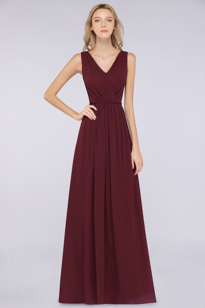 Classy Wide Straps V-neck A-Line Chiffon Ruffles Prom Dress With Side Slit_35