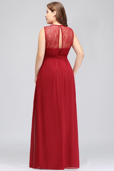 Chiffon Bateau Sleeveless A-Line Floor-length Lace Prom Dress With Bowknot_2