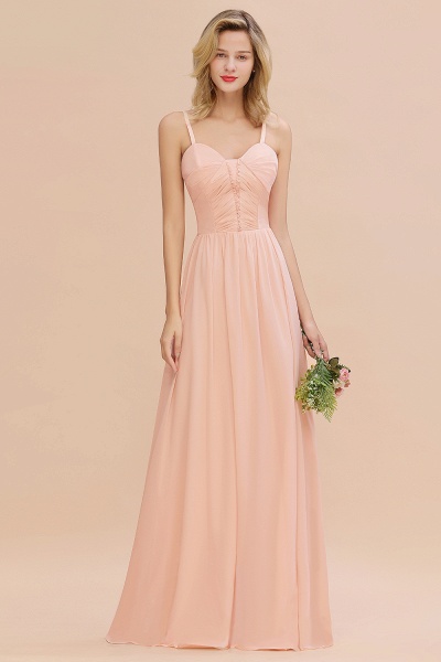 BM0749 Simple Chiffon Straps Beadings Long Bridesmaid Dress_3