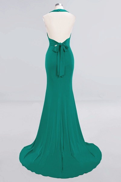 Elegant Halter Deep V-neck Open Back Floor-length Mermaid Prom Dress_37