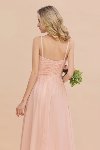 BM0749 Simple Chiffon Straps Beadings Long Bridesmaid Dress_8