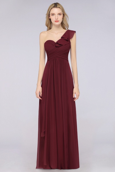 A-Line Chiffon One-Shoulder Sweetheart Sleeveless Floor-Length Bridesmaid Dress with Ruffles_5