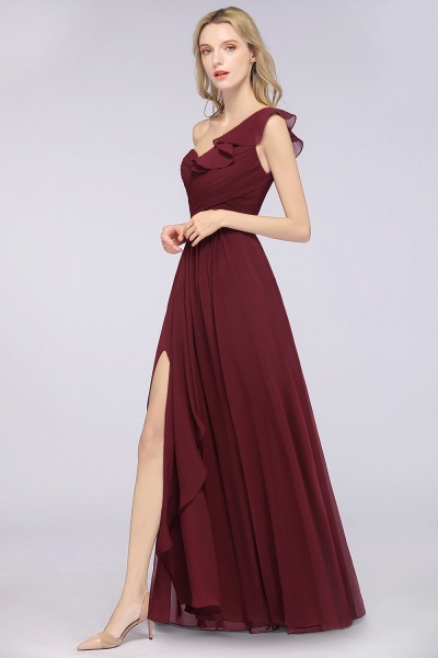 A-Line Chiffon One-Shoulder Sweetheart Sleeveless Floor-Length Bridesmaid Dress with Ruffles_4