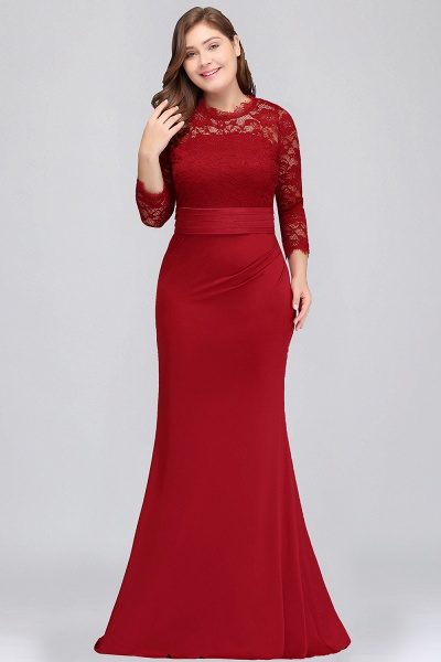 Charming Long Sleeve Bateau Lace Floor-length Mermaid Prom Dress_4