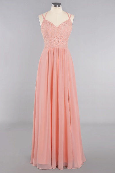 Beautiful A-Line Chiffon Spaghetti Straps Sweetheart Floor-length Split Bridesmaid Dress_59