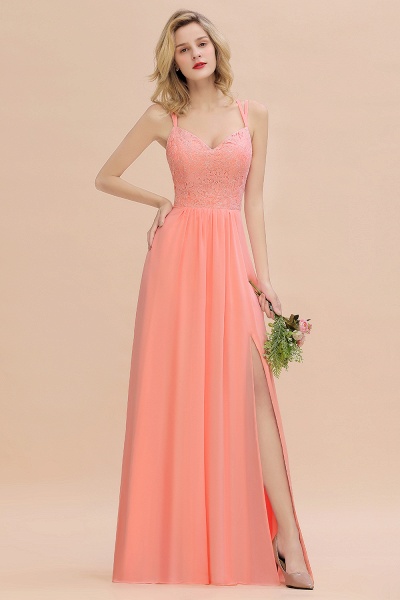 Beautiful A-Line Chiffon Spaghetti Straps Sweetheart Floor-length Split Bridesmaid Dress_51