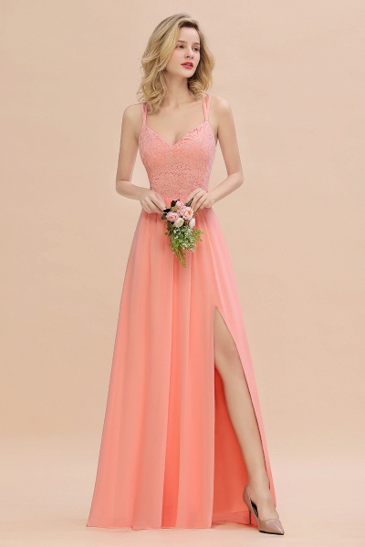 Beautiful A-Line Chiffon Spaghetti Straps Sweetheart Floor-length Split Bridesmaid Dress_55